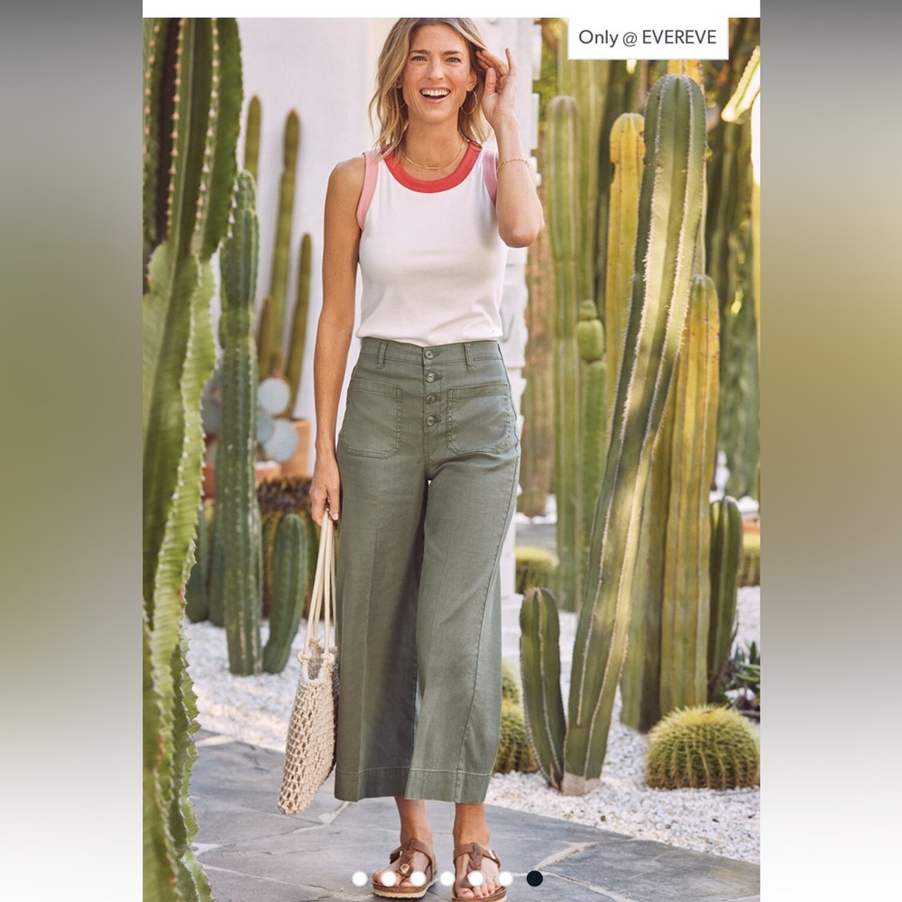 Evereve Green Wide Leg Pants